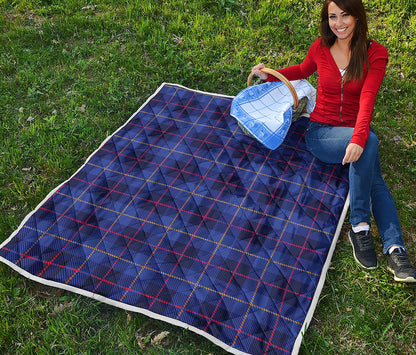 Deep Blue Stewart Tartan Print Quilt