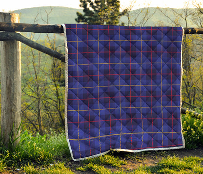 Deep Blue Stewart Tartan Print Quilt