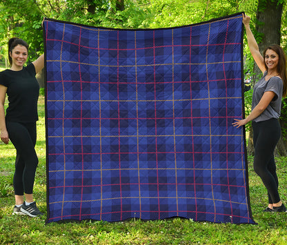 Deep Blue Stewart Tartan Print Quilt