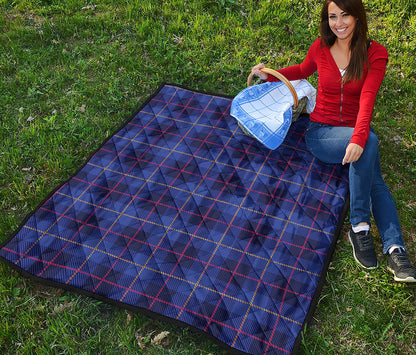 Deep Blue Stewart Tartan Print Quilt