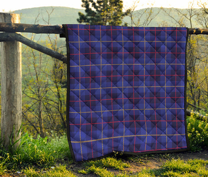 Deep Blue Stewart Tartan Print Quilt