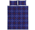 Deep Blue Stewart Tartan Print Quilt Bed Set