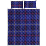Deep Blue Stewart Tartan Print Quilt Bed Set