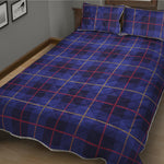 Deep Blue Stewart Tartan Print Quilt Bed Set