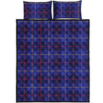 Deep Blue Stewart Tartan Print Quilt Bed Set