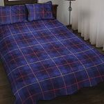 Deep Blue Stewart Tartan Print Quilt Bed Set