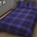Deep Blue Stewart Tartan Print Quilt Bed Set