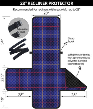 Deep Blue Stewart Tartan Print Recliner Protector