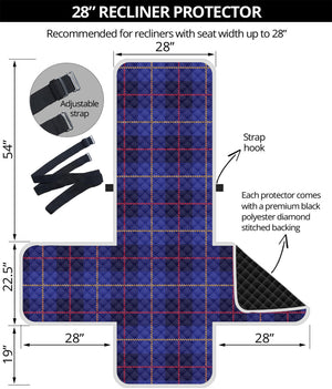 Deep Blue Stewart Tartan Print Recliner Protector