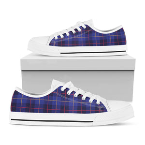 Deep Blue Stewart Tartan Print White Low Top Shoes