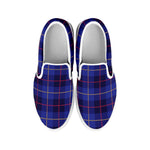 Deep Blue Stewart Tartan Print White Slip On Shoes