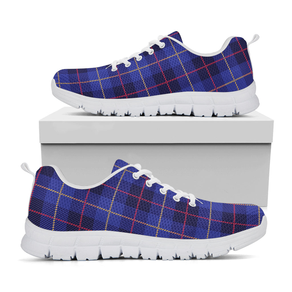 Deep Blue Stewart Tartan Print White Sneakers