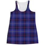 Deep Blue Stewart Tartan Print Women's Racerback Tank Top