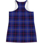 Deep Blue Stewart Tartan Print Women's Racerback Tank Top