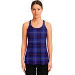 Deep Blue Stewart Tartan Print Women's Racerback Tank Top