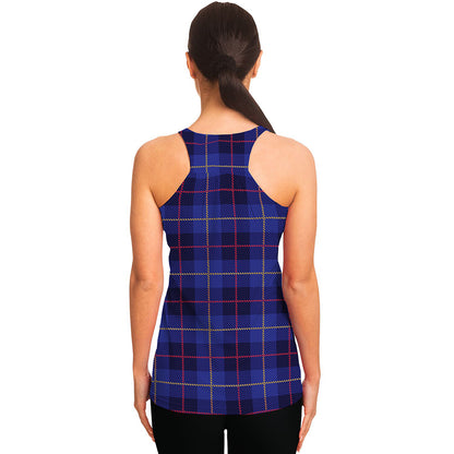 Deep Blue Stewart Tartan Print Women's Racerback Tank Top