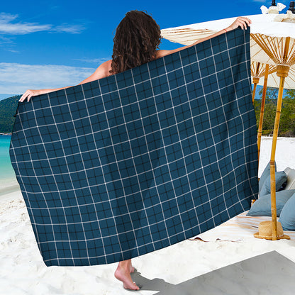 Deep Blue Tattersall Pattern Print Beach Sarong Wrap