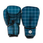 Deep Blue Tattersall Pattern Print Boxing Gloves