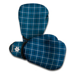 Deep Blue Tattersall Pattern Print Boxing Gloves