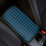 Deep Blue Tattersall Pattern Print Car Center Console Cover