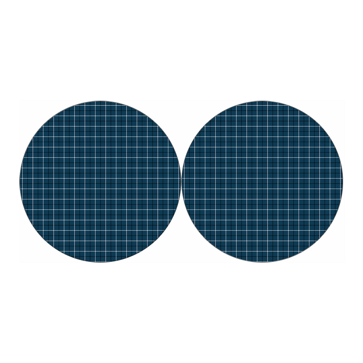 Deep Blue Tattersall Pattern Print Car Coasters