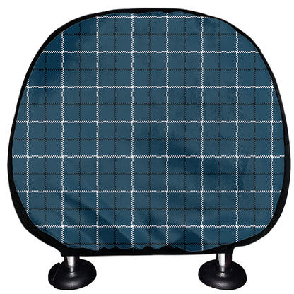 Deep Blue Tattersall Pattern Print Car Headrest Covers