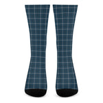 Deep Blue Tattersall Pattern Print Crew Socks