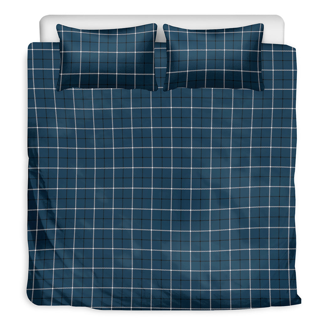 Deep Blue Tattersall Pattern Print Duvet Cover Bedding Set