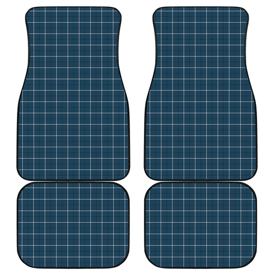 Deep Blue Tattersall Pattern Print Front and Back Car Floor Mats