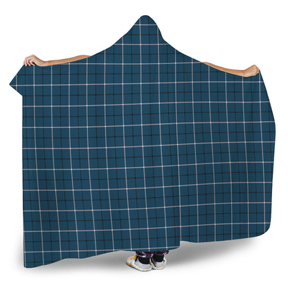 Deep Blue Tattersall Pattern Print Hooded Blanket