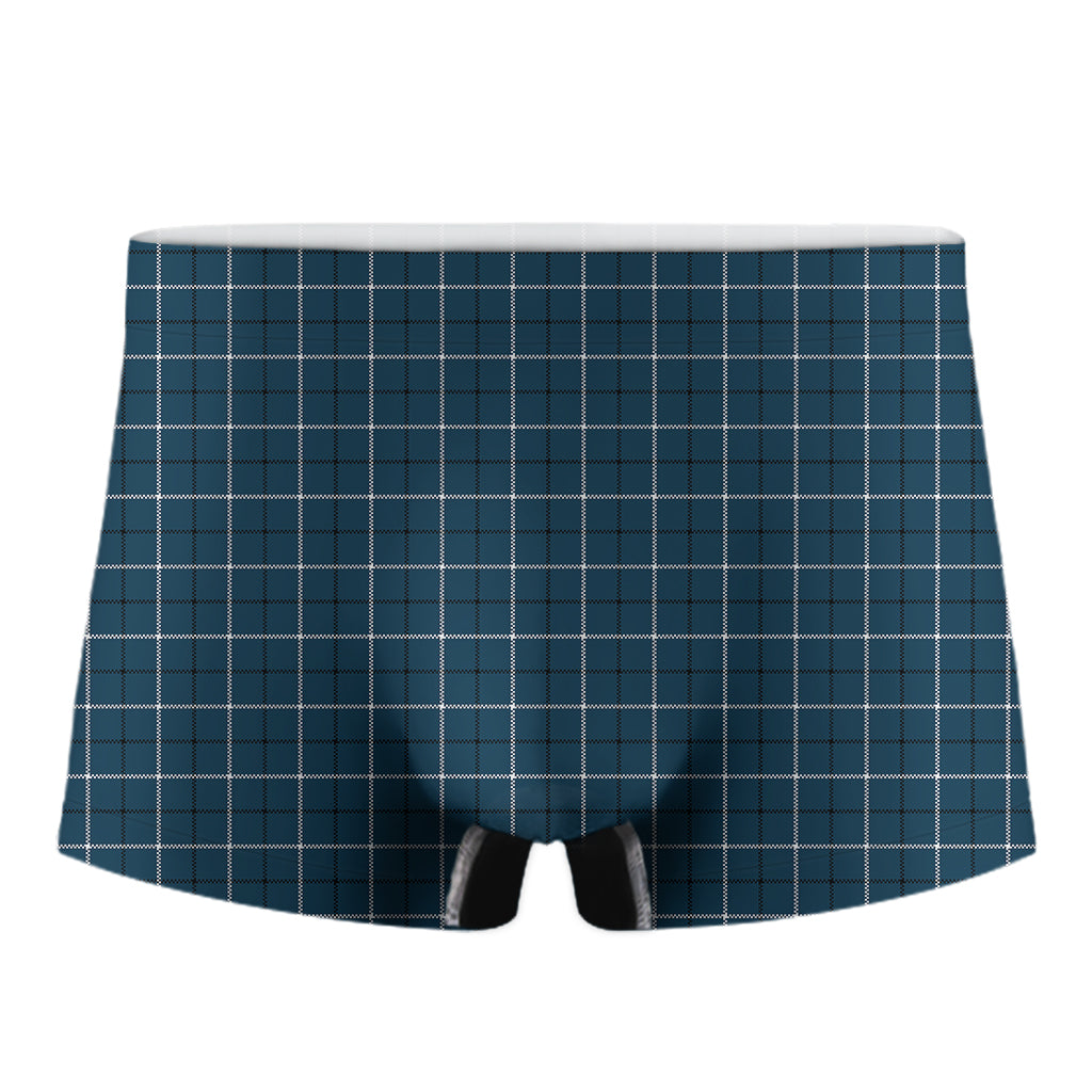 Deep Blue Tattersall Pattern Print Men's Boxer Briefs