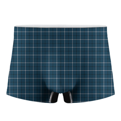 Deep Blue Tattersall Pattern Print Men's Boxer Briefs