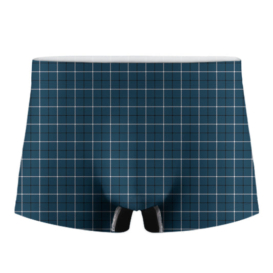 Deep Blue Tattersall Pattern Print Men's Boxer Briefs