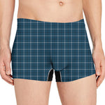 Deep Blue Tattersall Pattern Print Men's Boxer Briefs
