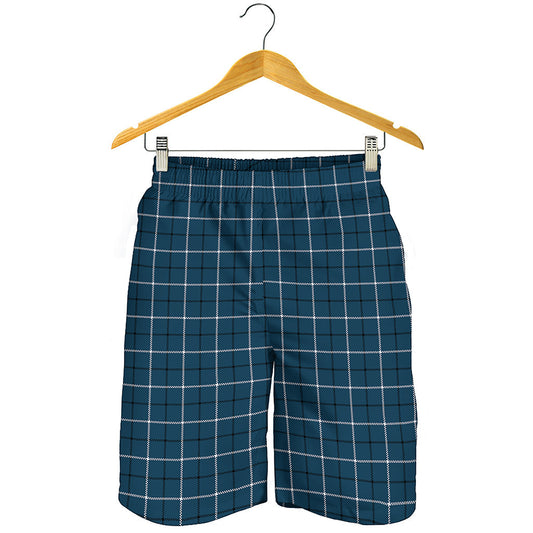 Deep Blue Tattersall Pattern Print Men's Shorts