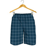 Deep Blue Tattersall Pattern Print Men's Shorts