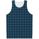 Deep Blue Tattersall Pattern Print Men's Tank Top