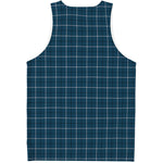 Deep Blue Tattersall Pattern Print Men's Tank Top