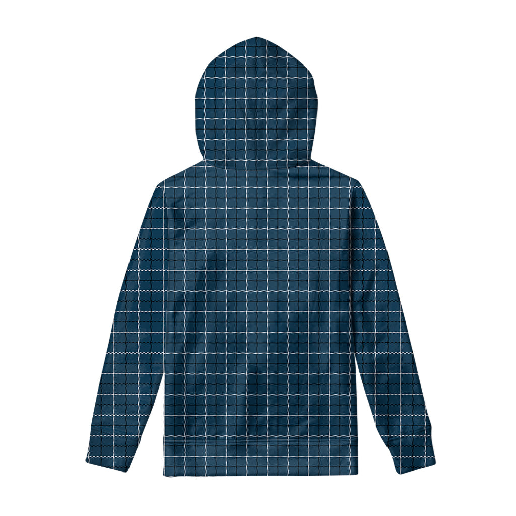 Deep Blue Tattersall Pattern Print Pullover Hoodie