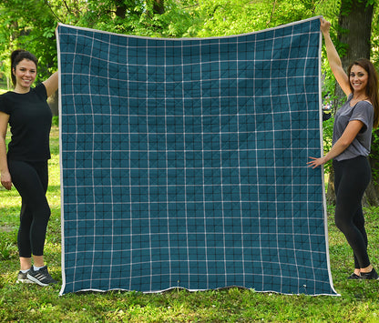 Deep Blue Tattersall Pattern Print Quilt
