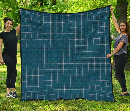 Deep Blue Tattersall Pattern Print Quilt
