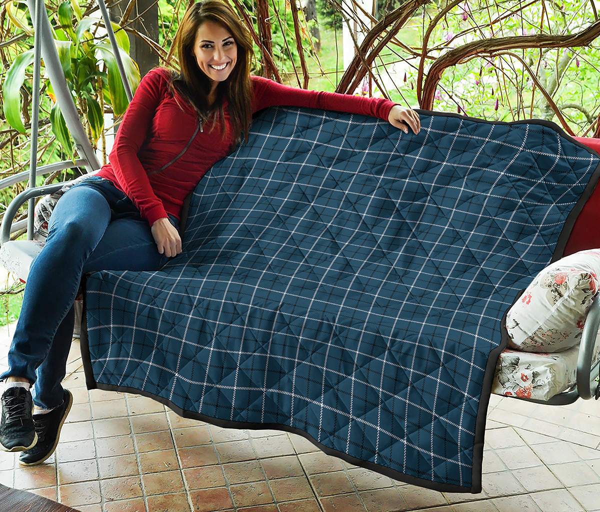 Deep Blue Tattersall Pattern Print Quilt