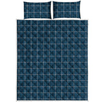 Deep Blue Tattersall Pattern Print Quilt Bed Set