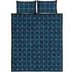 Deep Blue Tattersall Pattern Print Quilt Bed Set