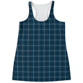 Deep Blue Tattersall Pattern Print Women's Racerback Tank Top