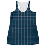 Deep Blue Tattersall Pattern Print Women's Racerback Tank Top