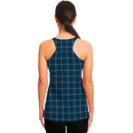 Deep Blue Tattersall Pattern Print Women's Racerback Tank Top