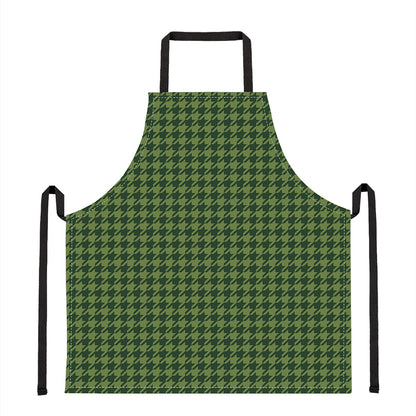 Deep Green Houndstooth Pattern Print Apron