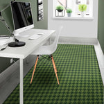 Deep Green Houndstooth Pattern Print Area Rug