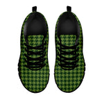 Deep Green Houndstooth Pattern Print Black Sneakers